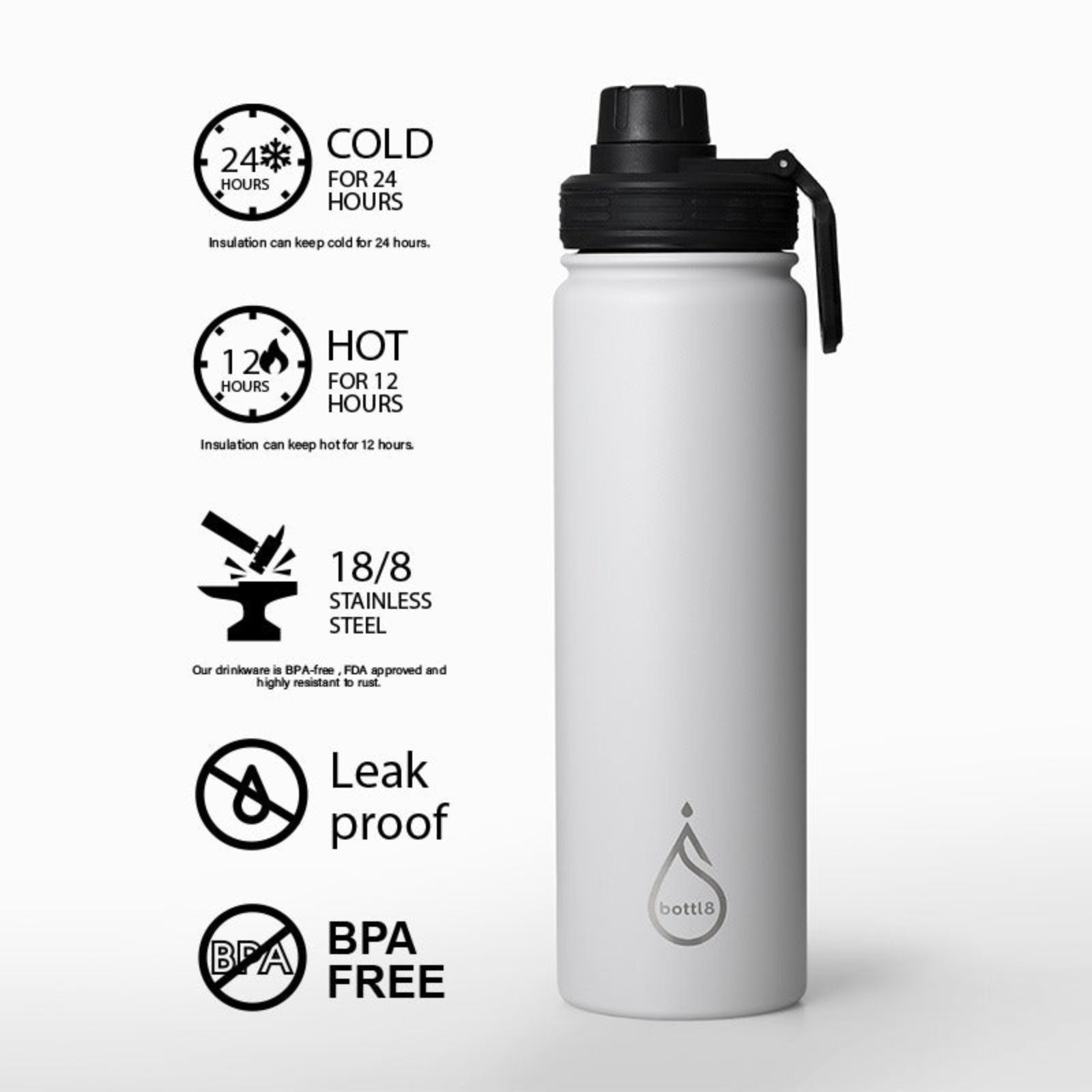 bottl8 – Premium RVS Drinkfles Black