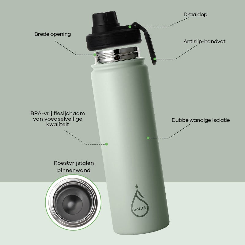 bottl8 – Premium RVS Drinkfles Olive Drift